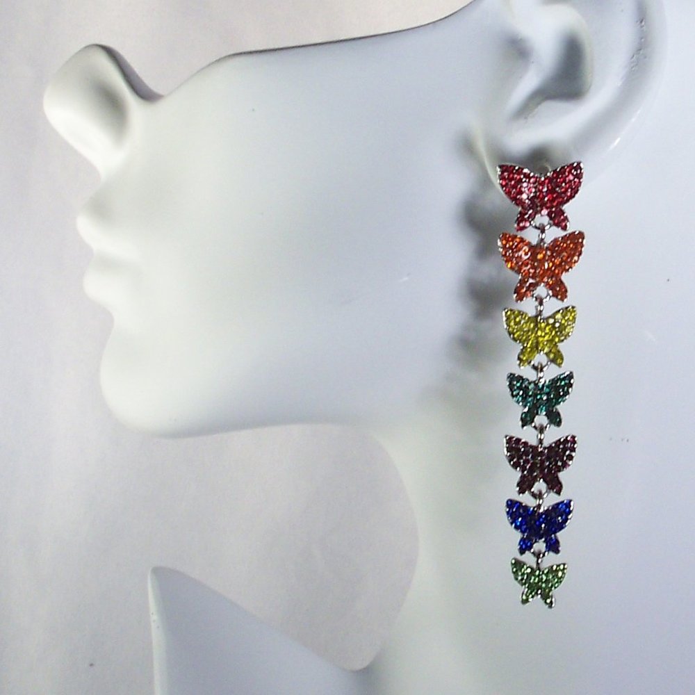 C&C Butterfly Rainbow Earrings - New with Box